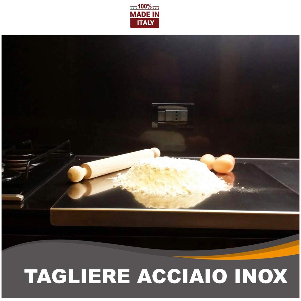Tagliere Spianatoia in Acciaio Inox per Uso Alimentare - Varie Misure - Profondità 45 (L50 x P45 x 3cm) - Foto 1