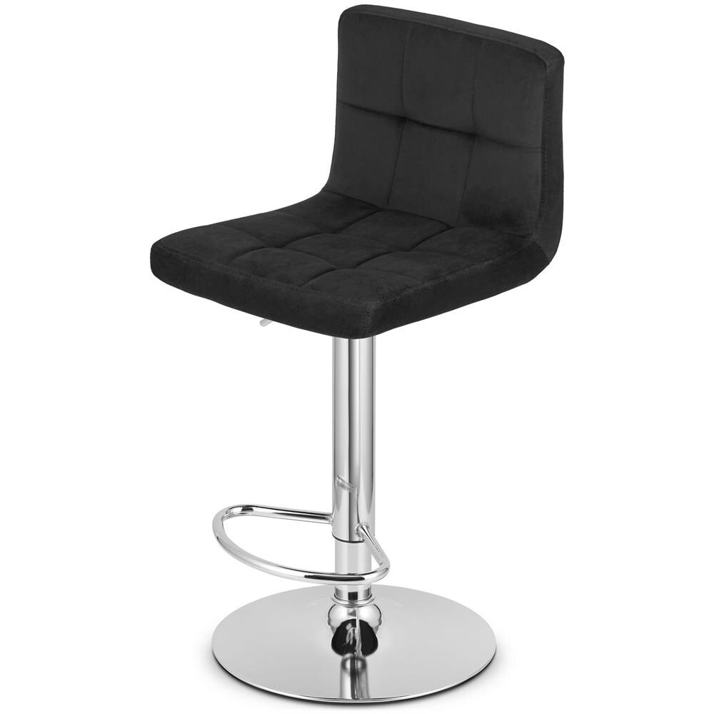 Sgabello girevole HAXU in velluto nero con base cromata - Foto 6