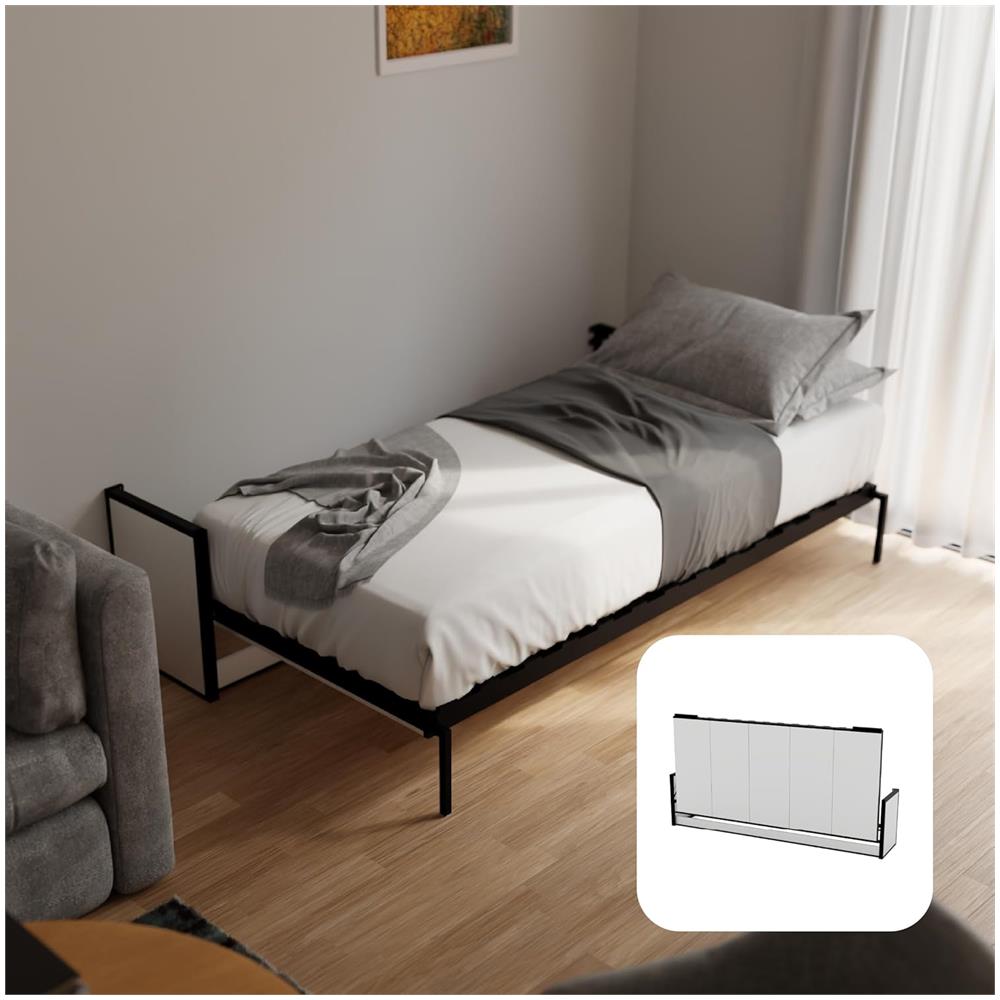 Letto A Scomparsa Studio Orizzontale 190x90 cm con Pistoni a Gas, Telaio Metallico Robusto, Capacità 250 kg, Ideale per Stanze Piccole o Monolocali, Salvaspazio, Materasso Non Incluso - Foto 1