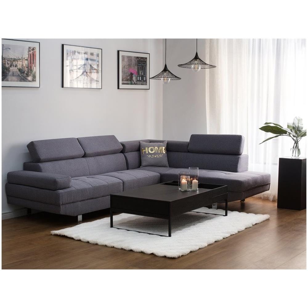 Divano Angolare Moderno In Tessuto Grigio Norrea - Foto 2