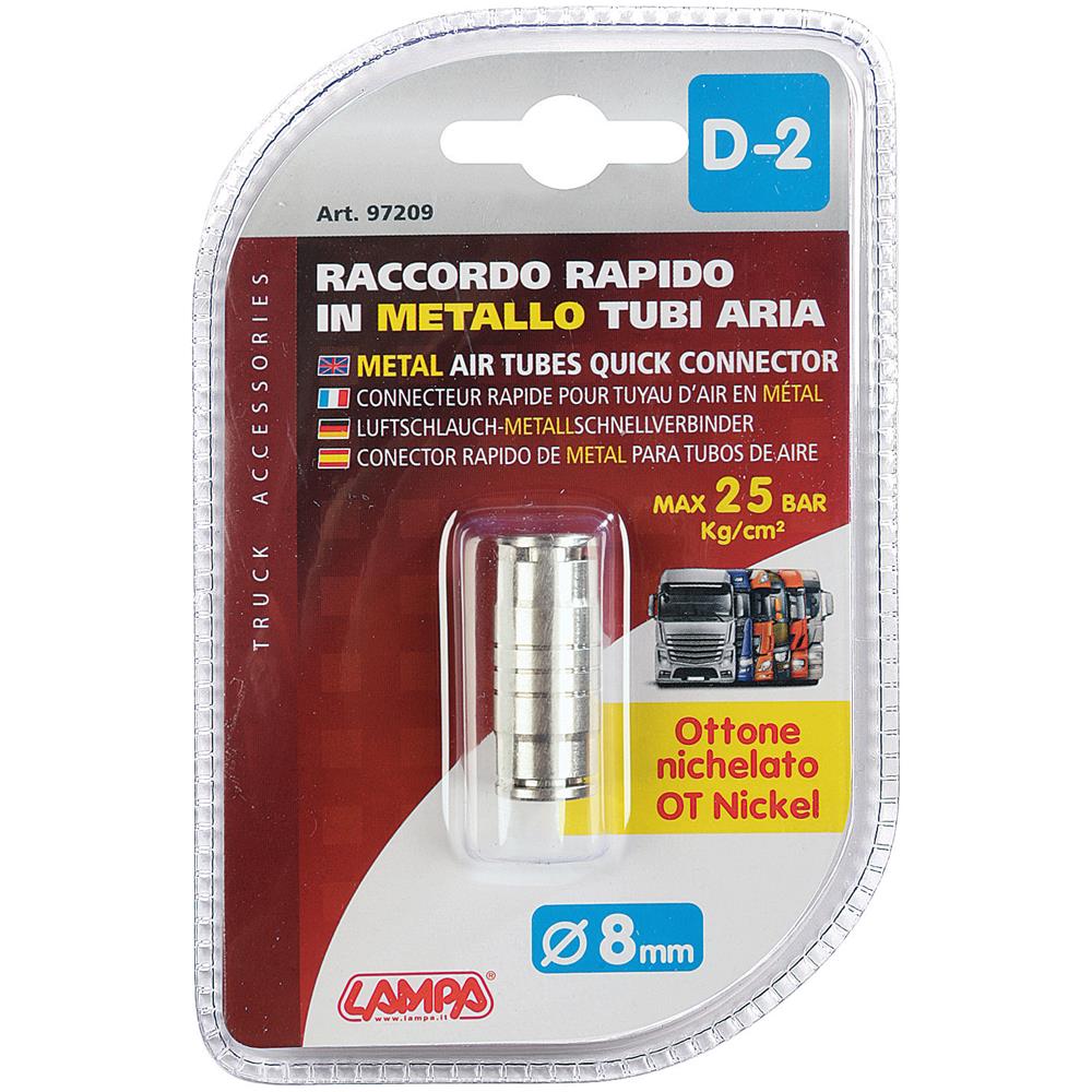 97209 Raccordo Rapido Dritto In Metallo Per Tubi Aria / 8 Mm - Foto 3