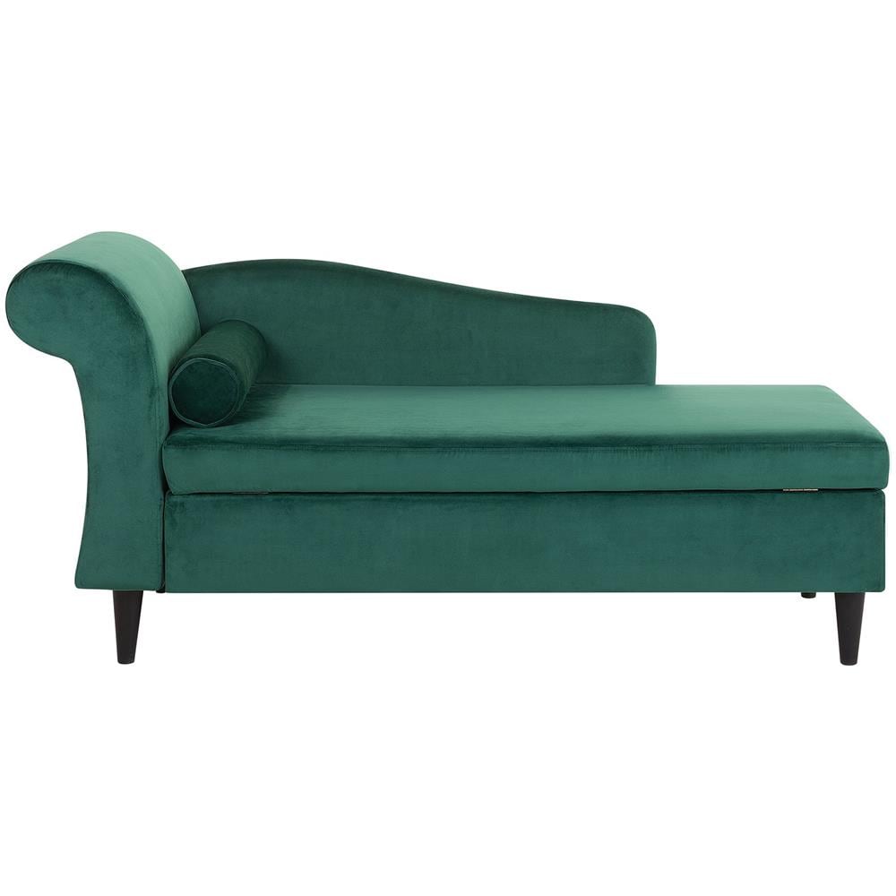 Beliani Chaise Longue In Velluto Verde Acqua - Versione Sinistra - Con Cuscino, Gambe In Legno, Stile Glamour Vintage