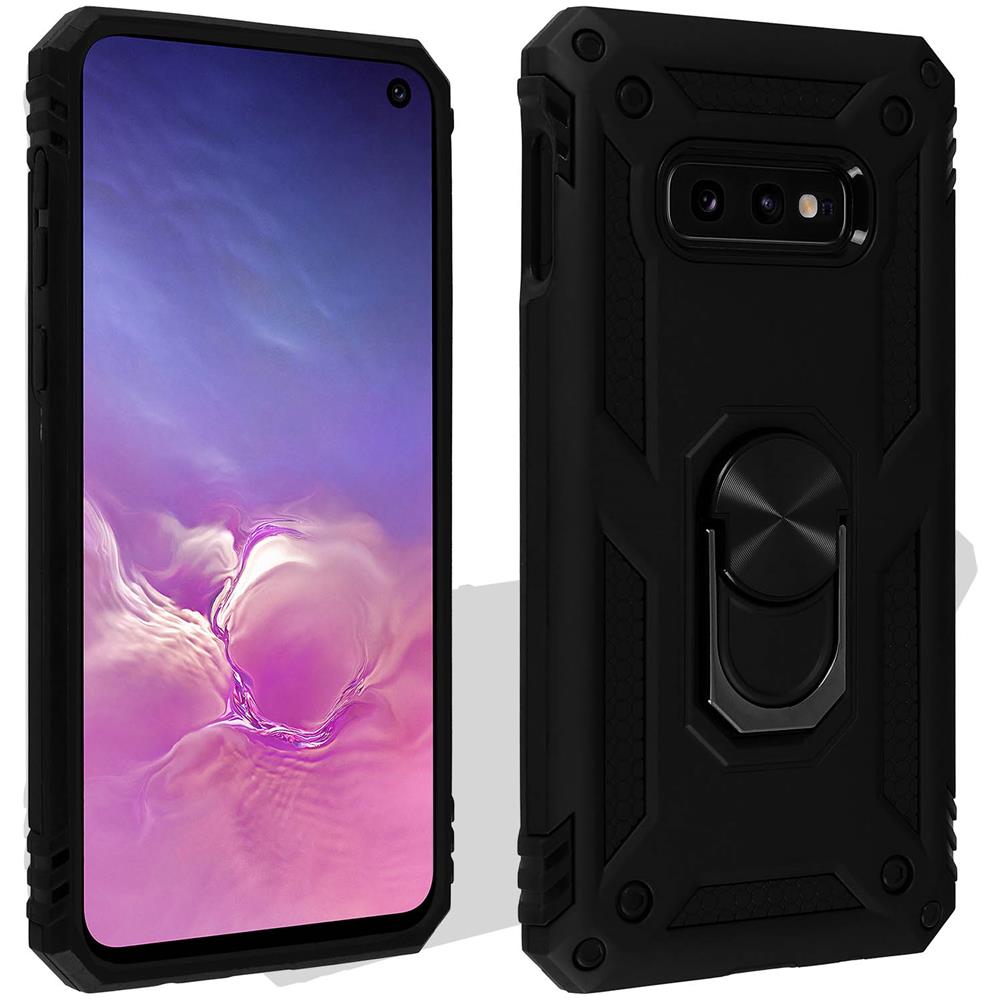Cover Galaxy S10e Bi-materia Rigida Morbida Anello Magnetico Stand Nero - Foto 1