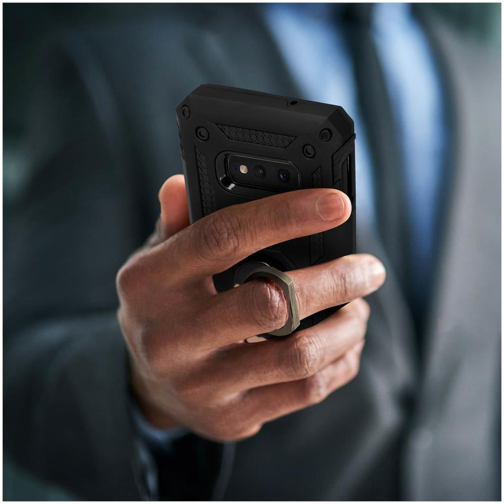 Cover Galaxy S10e Bi-materia Rigida Morbida Anello Magnetico Stand Nero - Foto 5