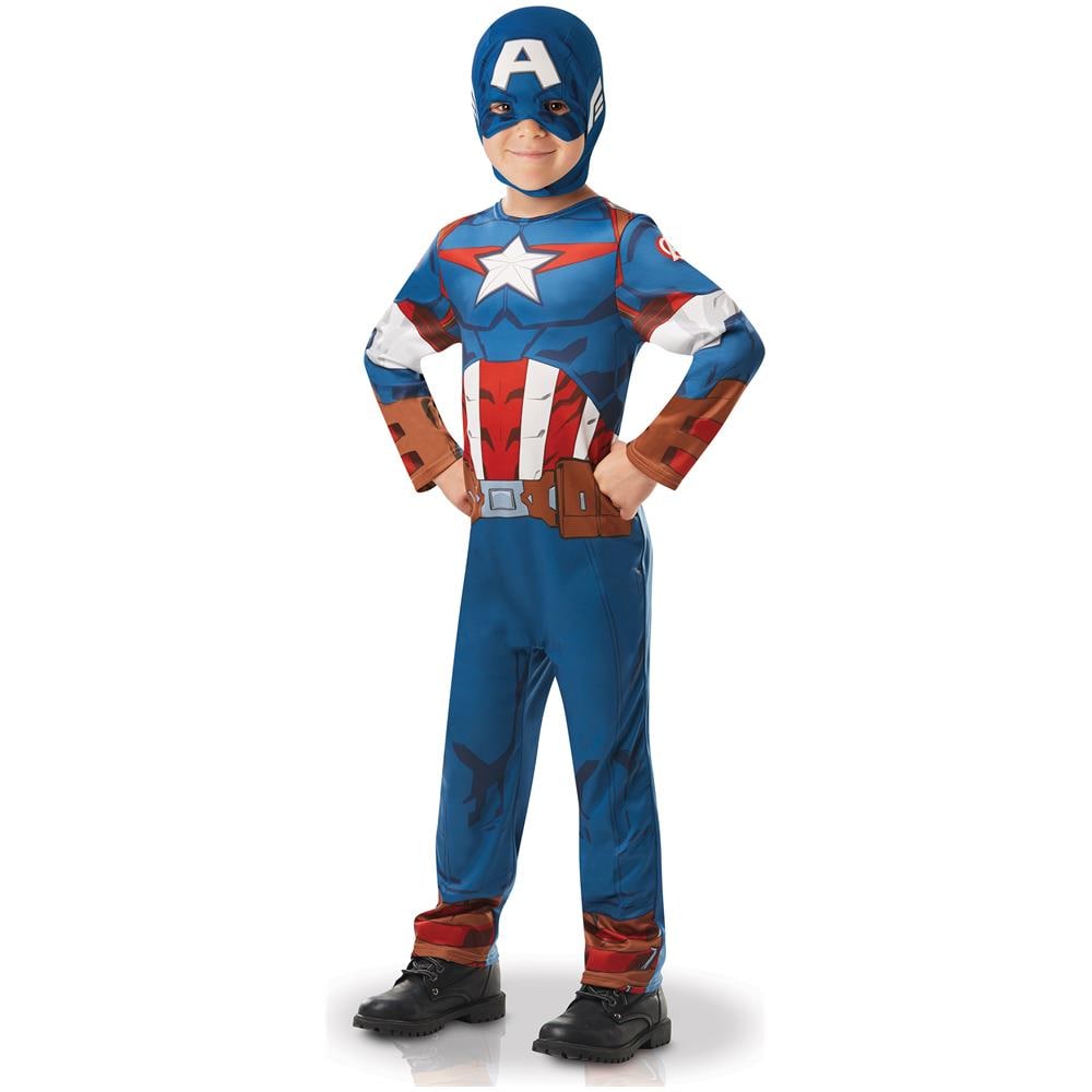 Travestimento Classico Da Capitan America Cartone Per Bambino - Taglia: 7/8 Anni (117/128 Cm)  - Foto 1