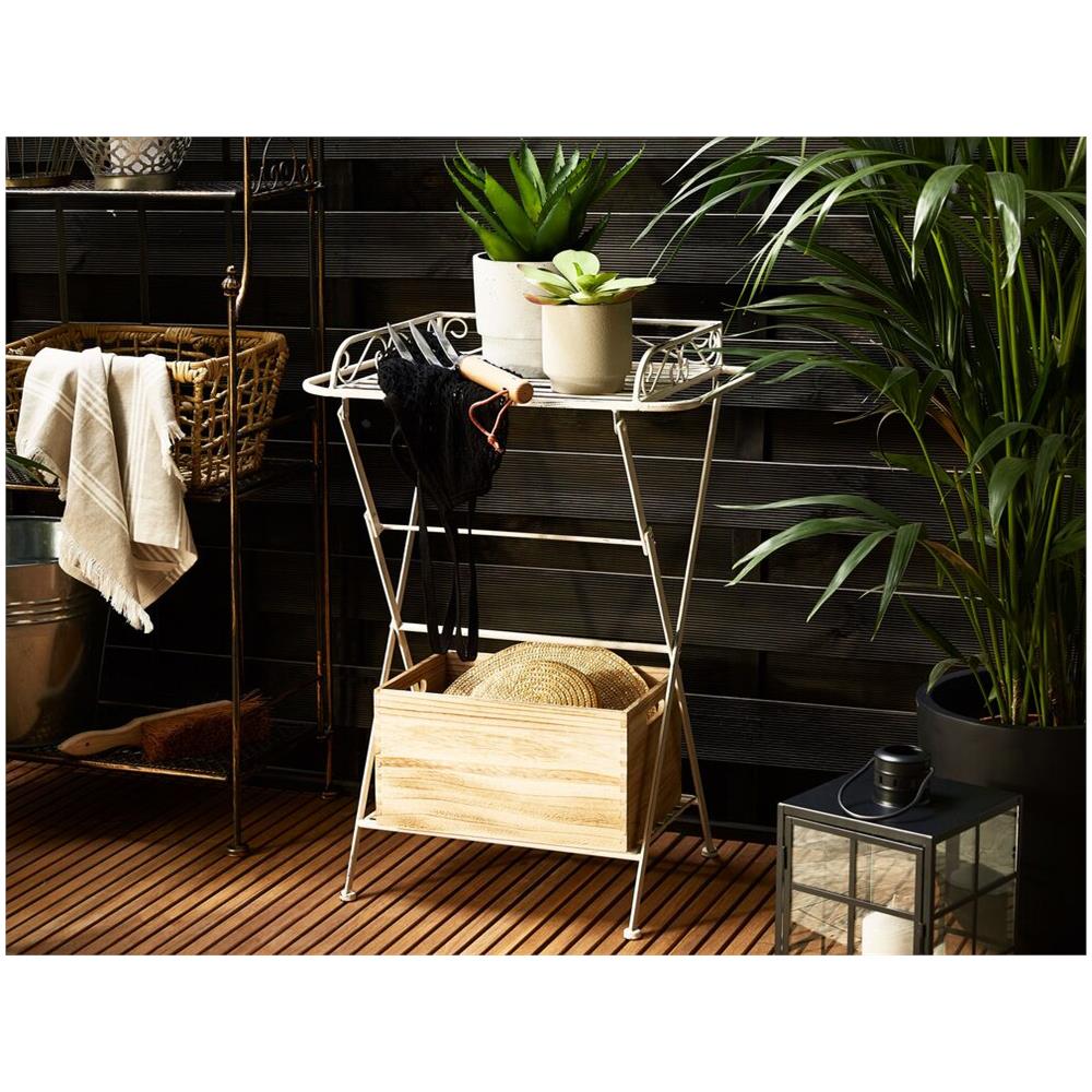 Tavolino Ausiliare In Acciaio Bianco 35 X 40 Cm Ancud - Foto 1