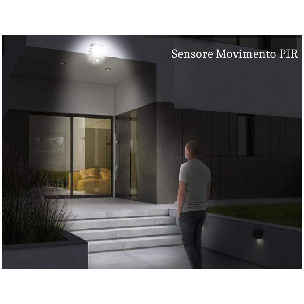 Faretto Led Esterno 10w Luce Fredda Sensore Movimento Crepuscolare Regolabile - Foto 2