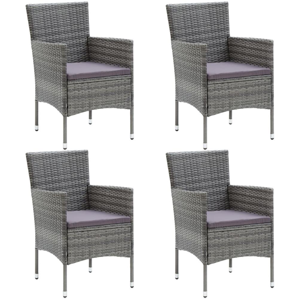 Sedie Da Pranzo Per Giardino 4 Pz In Polyrattan Grigio - Foto 1