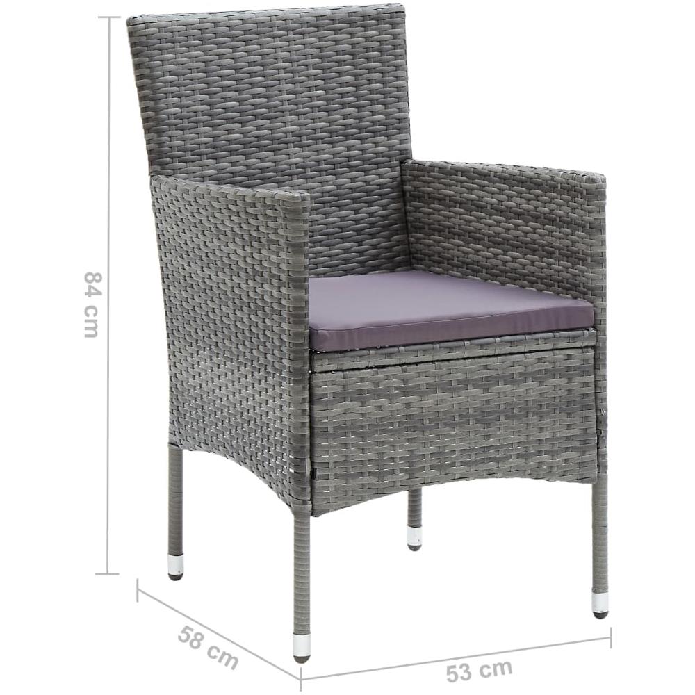 Sedie Da Pranzo Per Giardino 4 Pz In Polyrattan Grigio - Foto 8