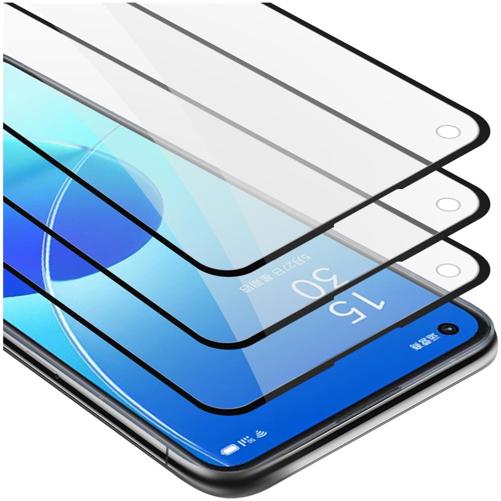 3x Pellicola Armatura A Schermo Intero Compatibile Con Oppo Reno6 5g In Trasparente Con Nero - 3x Vetro Temperato (tempered) Di Protezione Del Display In Durezza 9h Con 3d Touch - Foto 1