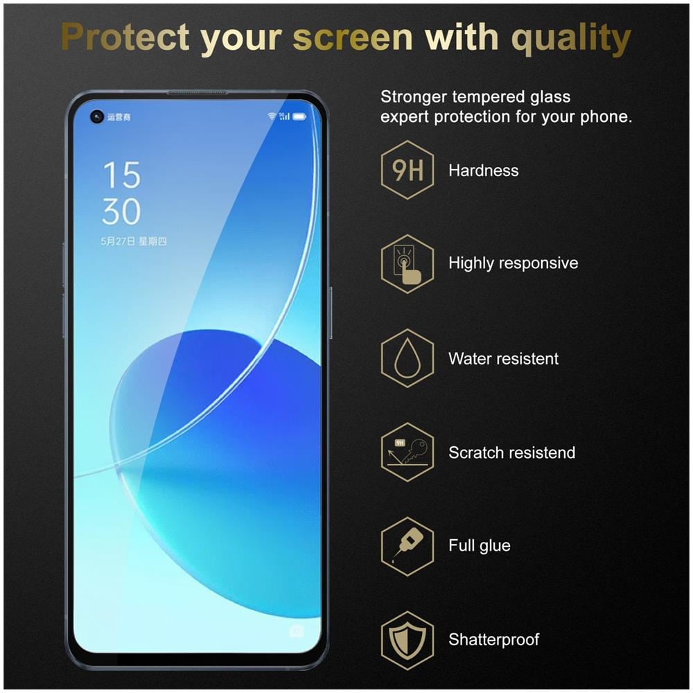3x Pellicola Armatura A Schermo Intero Compatibile Con Oppo Reno6 5g In Trasparente Con Nero - 3x Vetro Temperato (tempered) Di Protezione Del Display In Durezza 9h Con 3d Touch - Foto 2