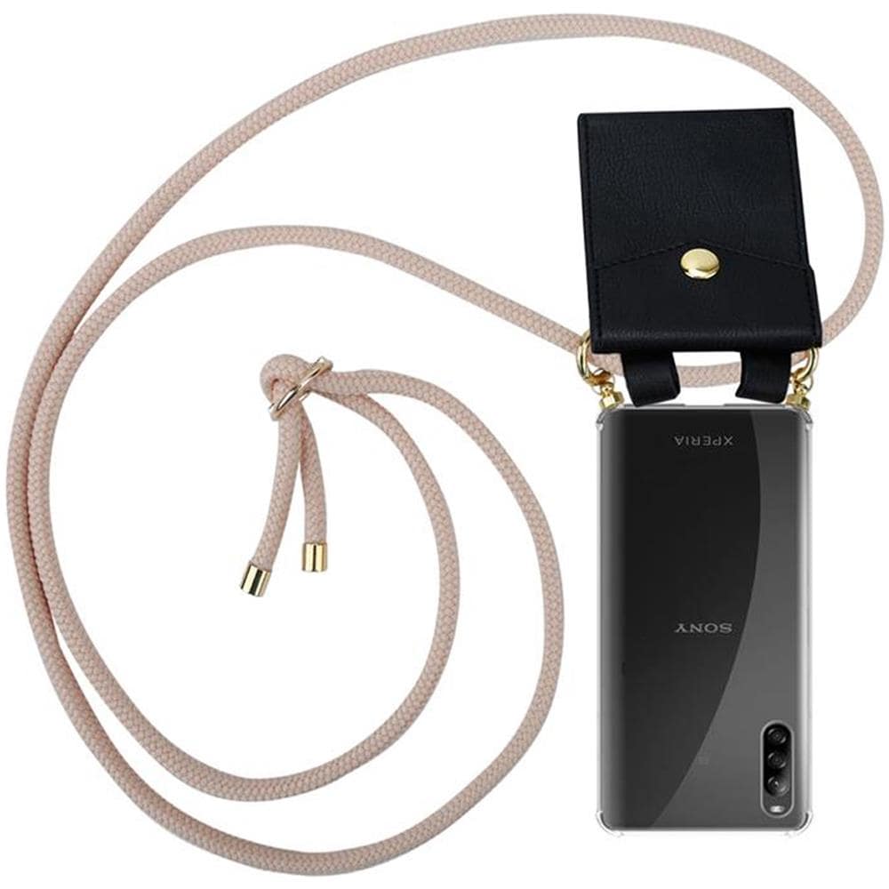 Catena Di Telefoni Cellulari Compatibile Con Sony Xperia L4 In Or Rosato A Perla - Coperchio Protettivo In Silicone Con Anelli D'oro, Cinturino In Corda E Custodia Staccabile - Foto 1