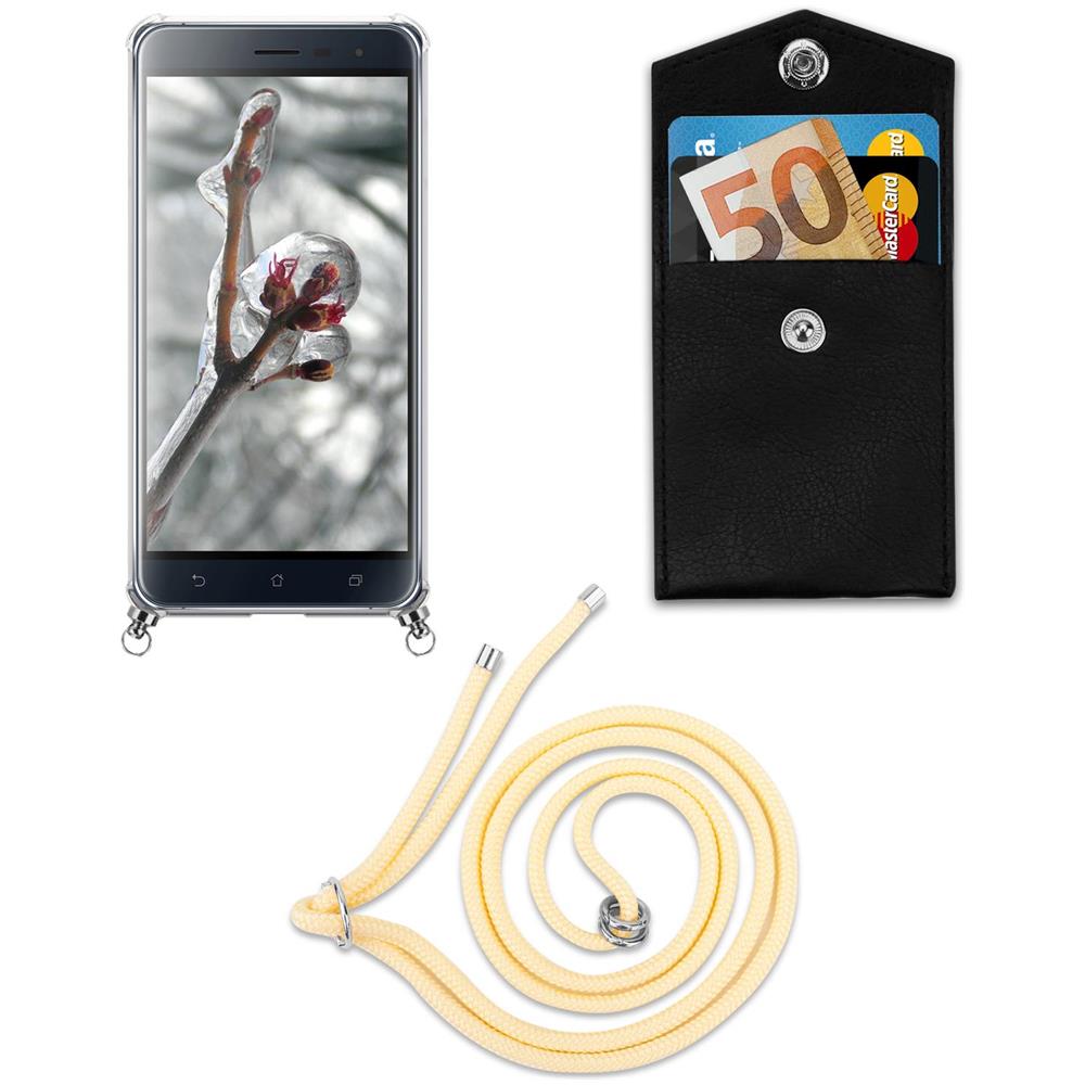 Catena Di Telefoni Cellulari Compatibile Con Asus Zenfone 3 (5,2"" Zoll) In Crema Beige - Coperchio Protettivo In Silicone Con Anelli D'argento, Cinturino In Corda E Custodia Staccabile - Foto 8