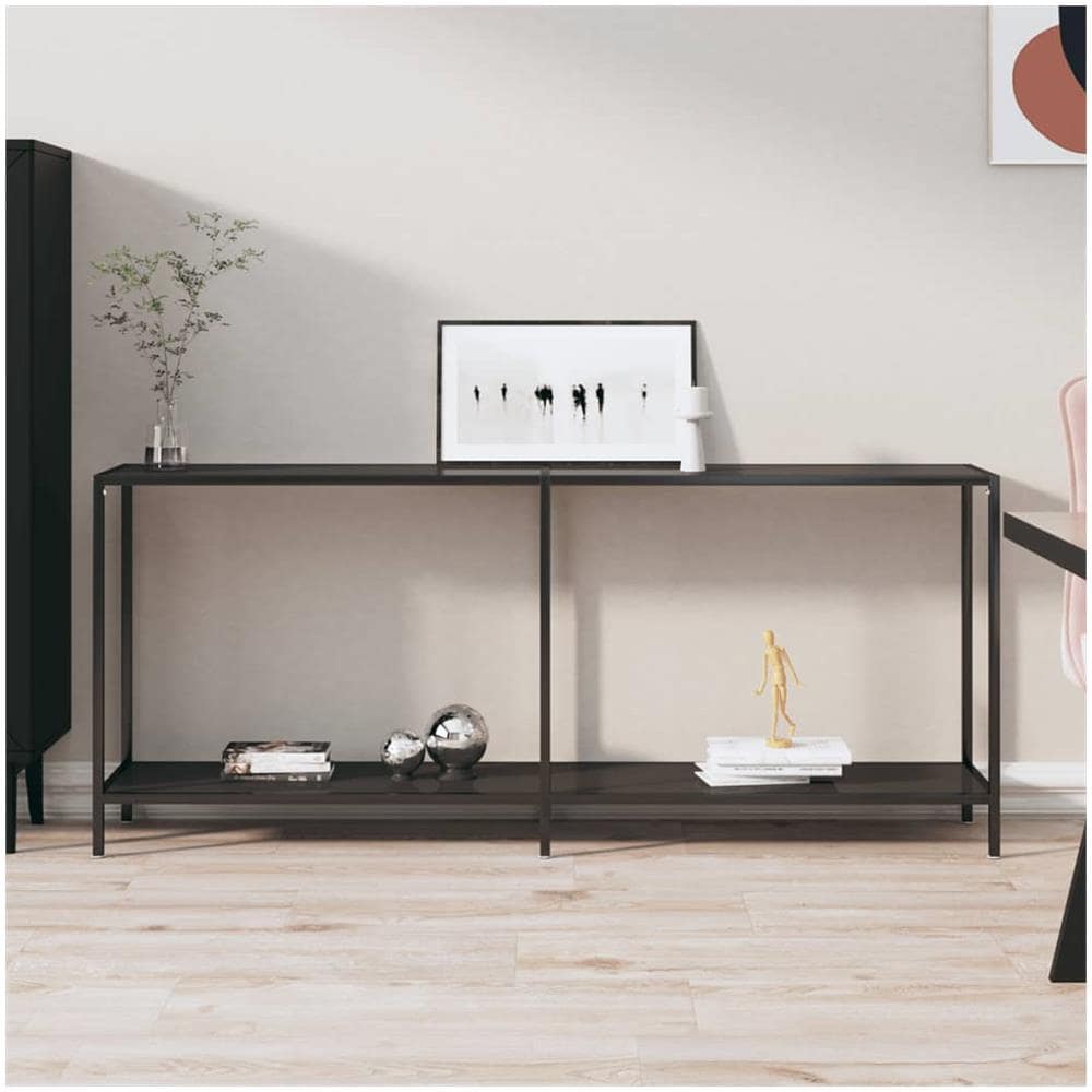 Tavolo Consolle Nero 180x35x75,5 Cm In Vetro Temperato - Foto 1