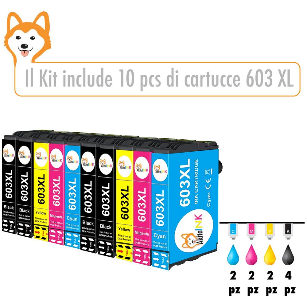 10 Cartucce Epson 603xl Compatibili Per 603 Xl Qualita' Premium 600 Pagine - Foto 2