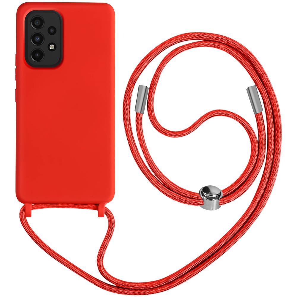 Cover Semirigida Per Samsung Galaxy A33 5g Cordino Nylon Intrecciato 80 Cm Rossa - Foto 1