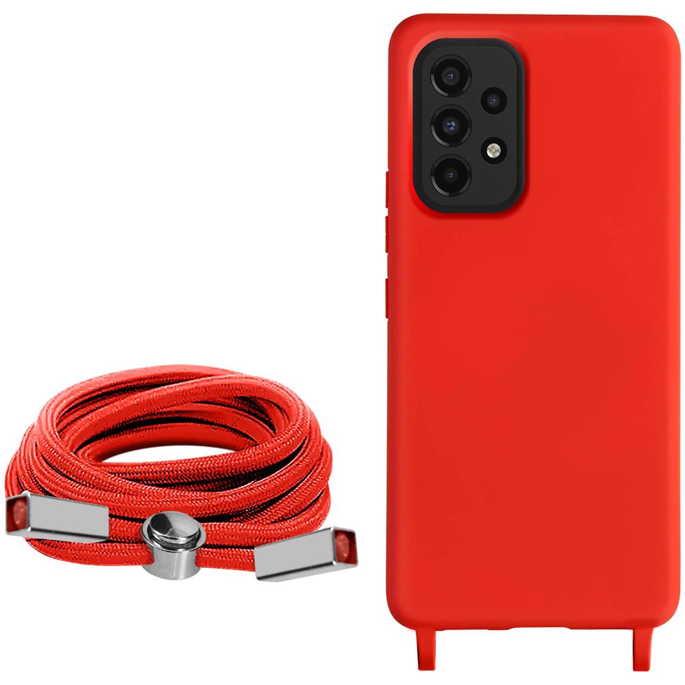 Cover Semirigida Per Samsung Galaxy A33 5g Cordino Nylon Intrecciato 80 Cm Rossa - Foto 5