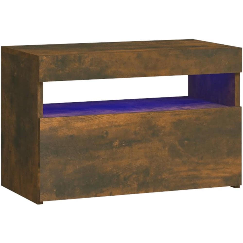 Comodino con Luci LED Rovere Fumo 60x35x40 cm - Foto 1