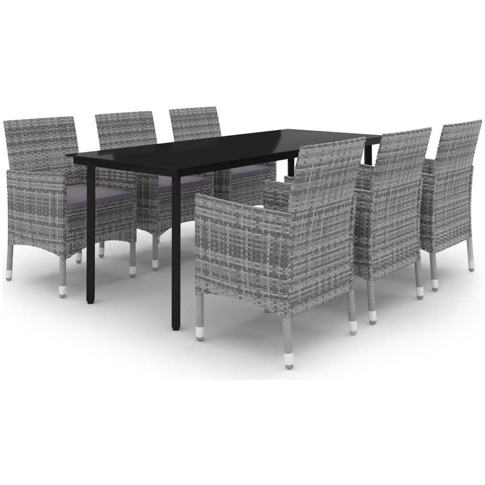 Set Da Pranzo Da Giardino 7 Pz E Cuscini In Polyrattan E Vetro - Foto 2