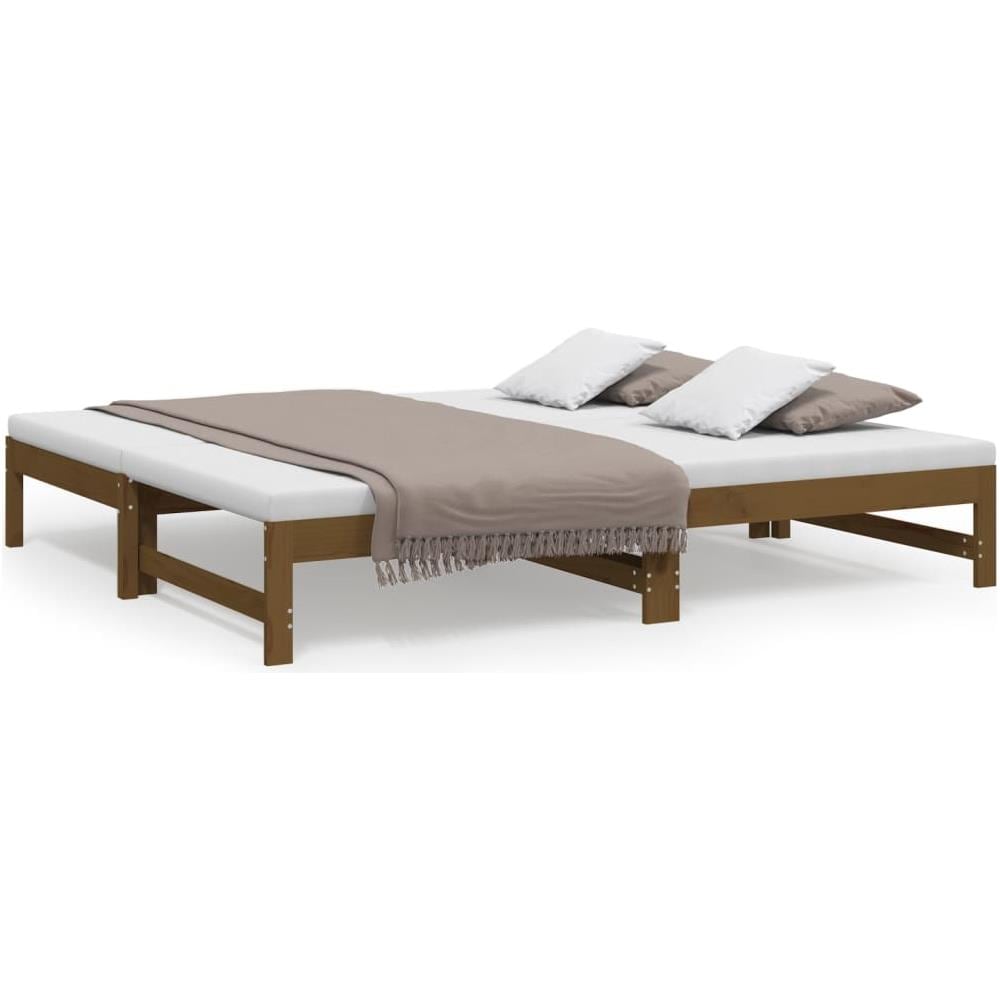 Dormeuse Estraibile Miele 2x (90x190) Cm Legno Massello Di Pino - Foto 2