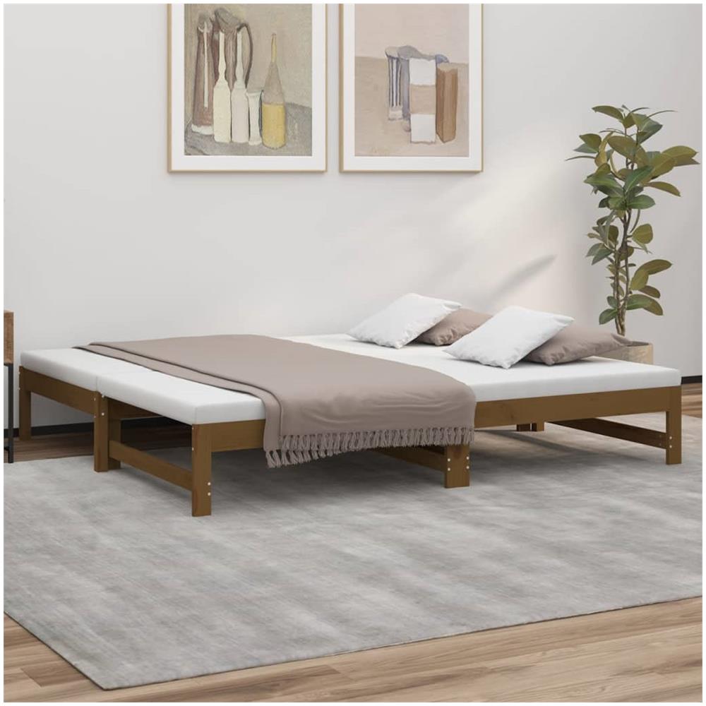 Dormeuse Estraibile Miele 2x (90x190) Cm Legno Massello Di Pino - Foto 1