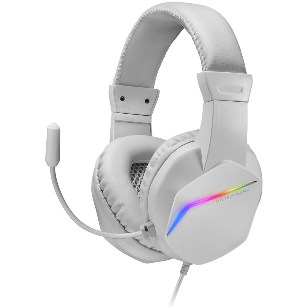 MH122 Cuffia Gaming Stereo Padiglione Auricolare Cablato con Microfono Integrato Colore Bianco - Foto 1