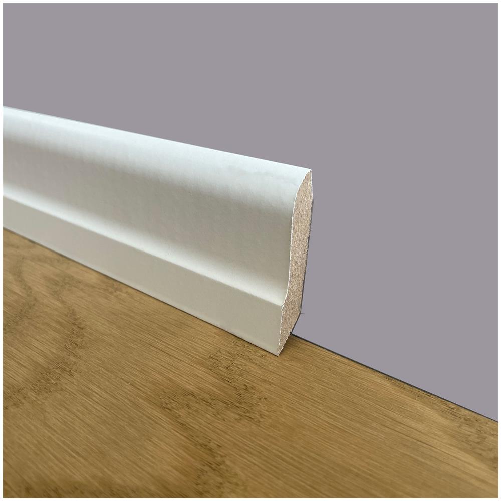 Battiscopa Passacavo Eternal Parquet - Fibra Di Legno Compatta, 80x15 Cm, Colore Bianco - Foto 2