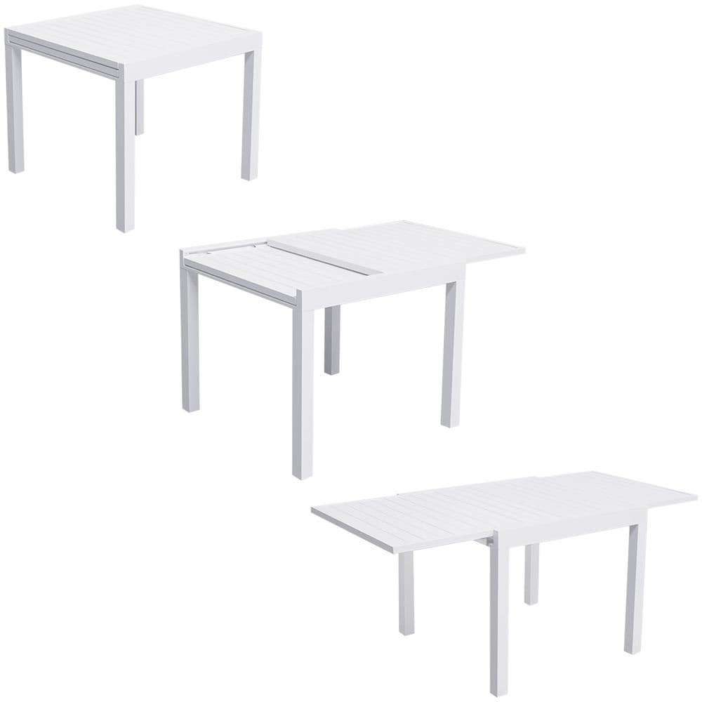 Veneziaset Di Mobili Da Giardino Allungabili In Textilene Grigio 90/180 - Alluminio Bianco - Foto 2