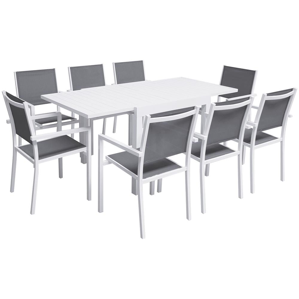 Veneziaset Di Mobili Da Giardino Allungabili In Textilene Grigio 90/180 - Alluminio Bianco - Foto 1