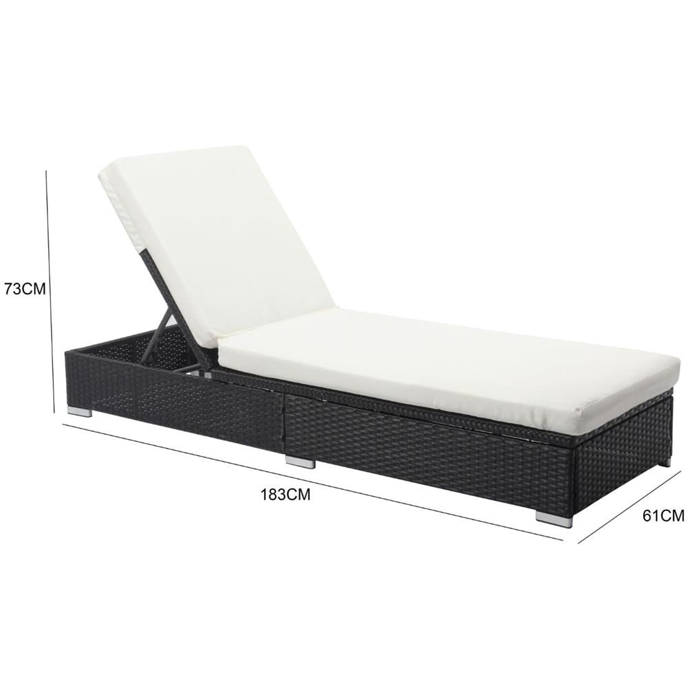 Set Di 2 Sdraio In Resina Intrecciata Nera E Materassino Bianco Sunny - Foto 2