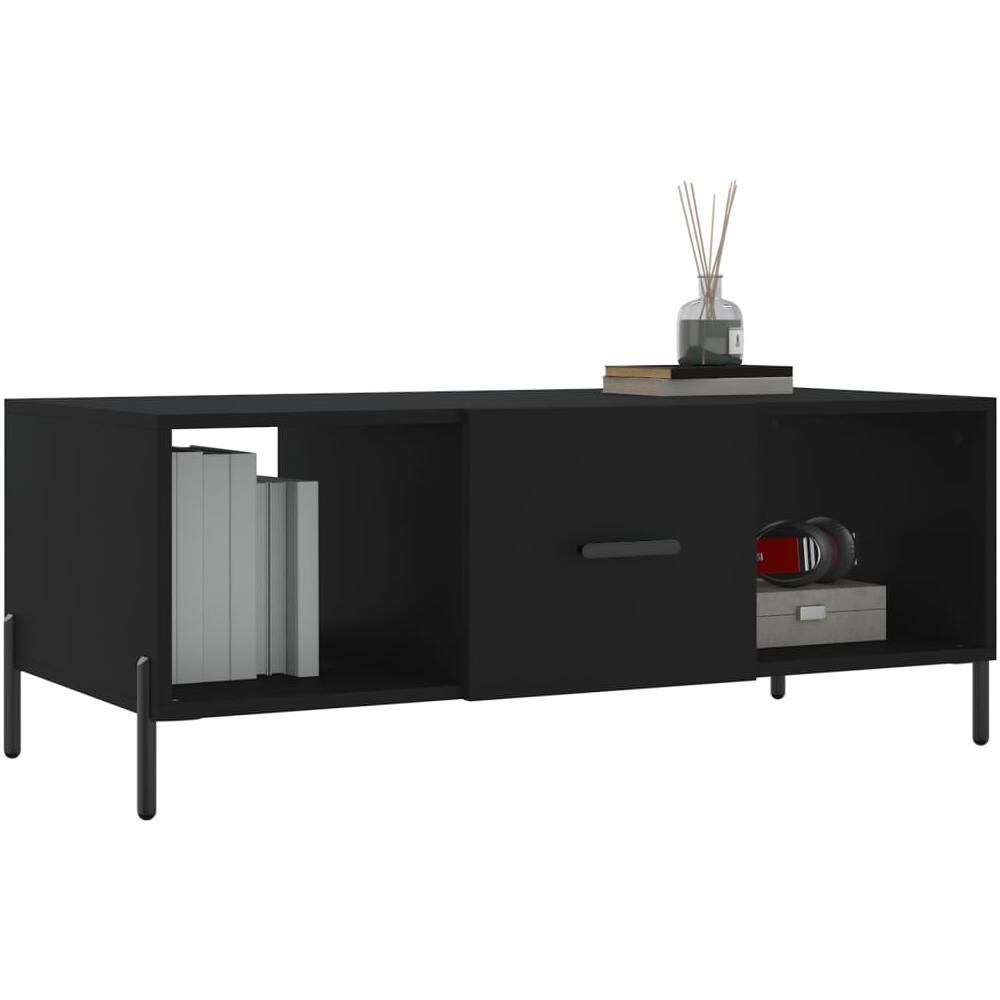 Tavolino Da Salotto Nero 102x50x40 Cm In Legno Multistrato - Foto 3