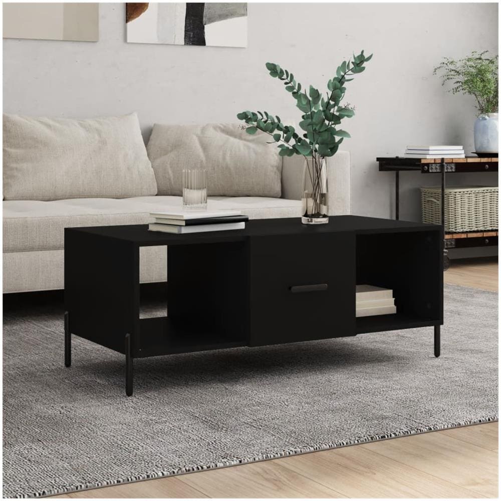 Tavolino Da Salotto Nero 102x50x40 Cm In Legno Multistrato - Foto 1