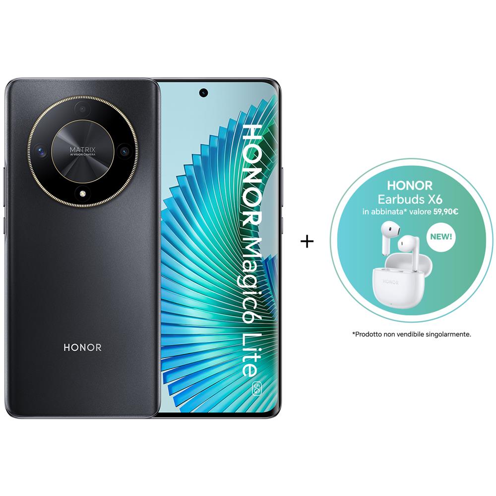 Magic6 Lite 5G 512GB 8GB Ram Display 6.78" Dual Sim USB Type-C 5300 mAh Midnight Black + Earbuds X6 (Bundle) - Foto 1