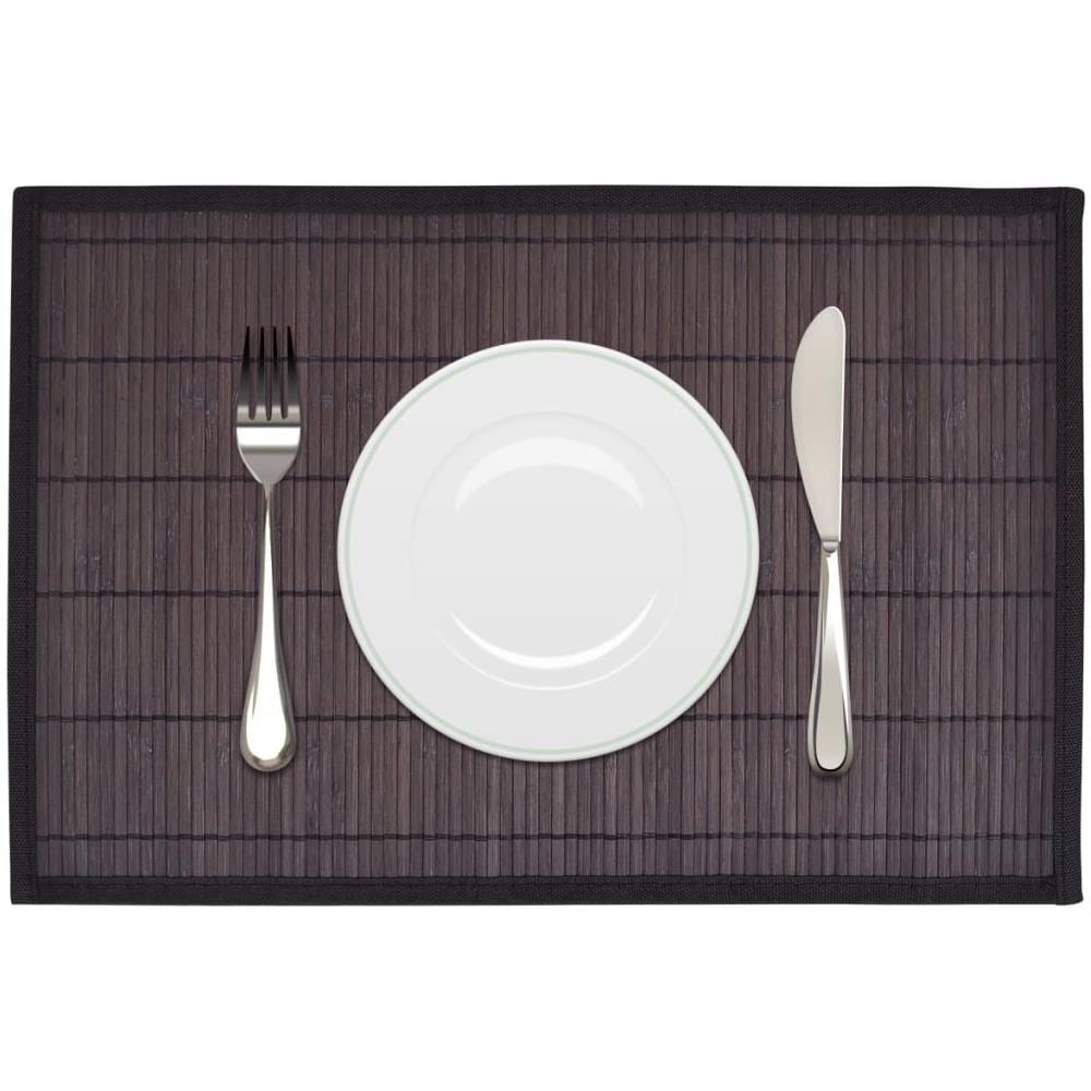 6 Tovagliette Di Bamboo 30 X 45 Cm Marrone Scuro - Foto 2