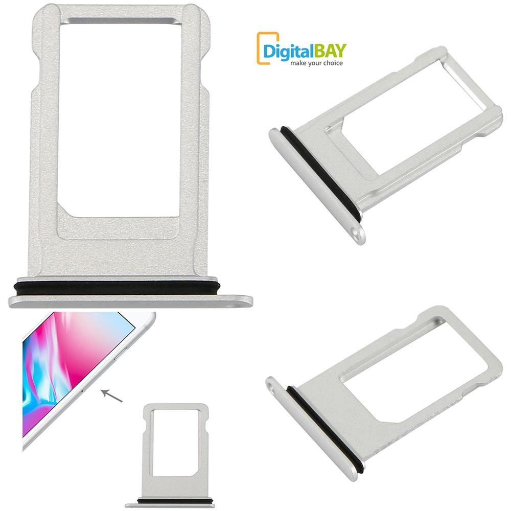 Ricambio Cassetto Tray Porta Sim Card Slot Silver Apple Iphone 8+ 8 Plus - Foto 1