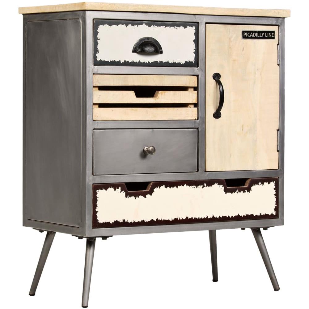 Credenza In Legno Massello Di Mango E Acciaio 65x33x76cm - Foto 1