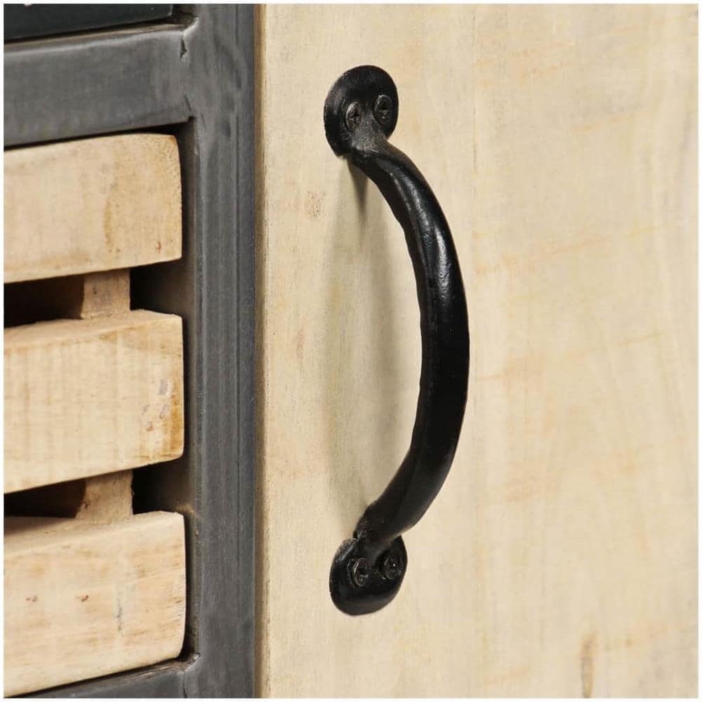 Credenza In Legno Massello Di Mango E Acciaio 65x33x76cm - Foto 2