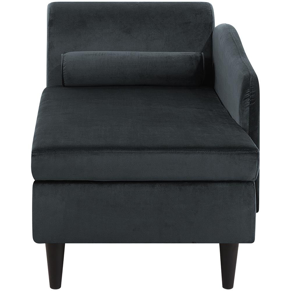 Chaise Longue In Tessuto Velluto Grigio Scuro Luiro - Foto 2