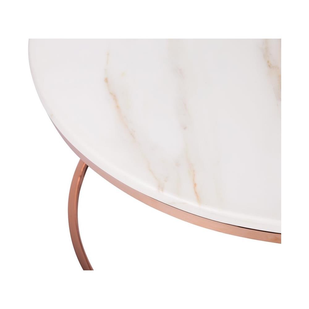 Tavolino Effetto Marmo Bianco Con Color Con Rame Coral - Foto 2