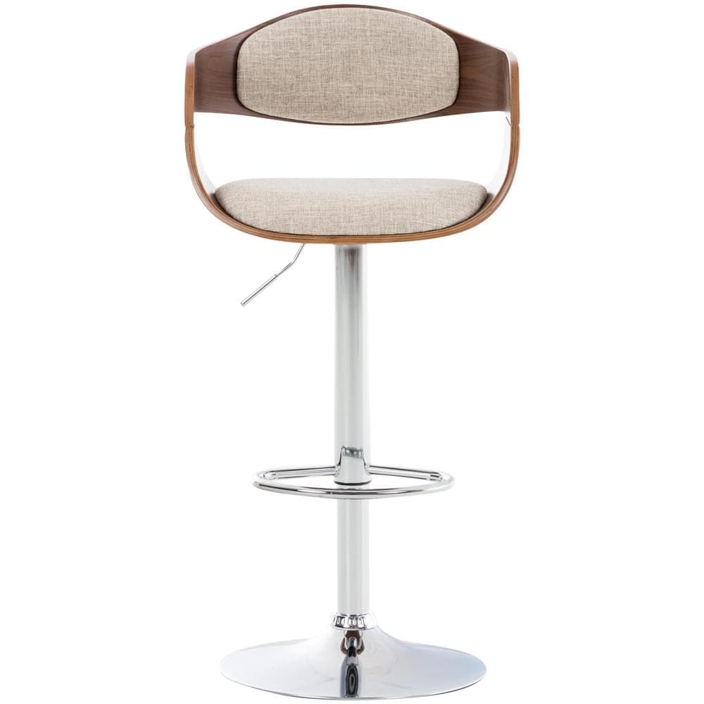 Sgabello rétro Kingston con Braccioli - Sgabello Bar Girevole 360° in Tessuto e Legno I Sgabello Alto Bancone Regolabile 63 - 77 cm Noce / / Crema - Foto 2