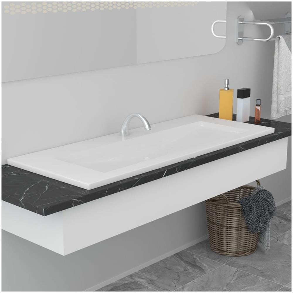Lavabo Da Incasso 101x39,5x18,5 Cm In Ceramica Bianco - Foto 1