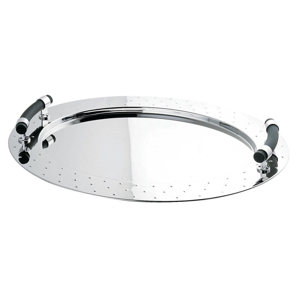 Mg09 - Vassoio Ovale In Acciaio Lucido Con Manici In Pa, Nero. - Foto 1