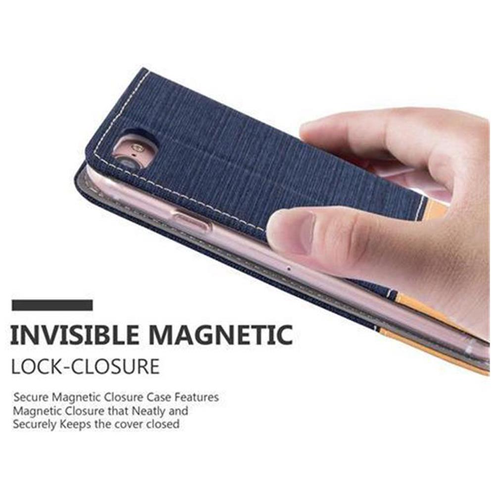 Custodia Compatibile Con Apple Iphone 7 / 7s / 8 / Se 2020 In Blu Scuro Marrone - Coperchio Protettiva Con Chiusura Magnetica, Funzione Stand E Tasca Per Le Carte - Foto 7