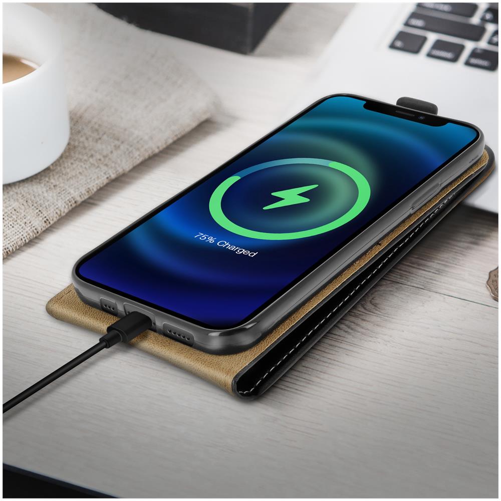 Custodia Iphone 12 / 12 Pro Protezione Sportellino Verticale Nero - Foto 5