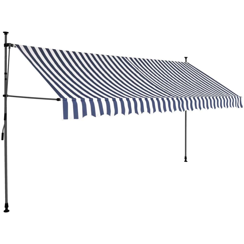 Tenda da Sole Retrattile Manuale con LED 400 cm Blu e Bianca - Foto 3