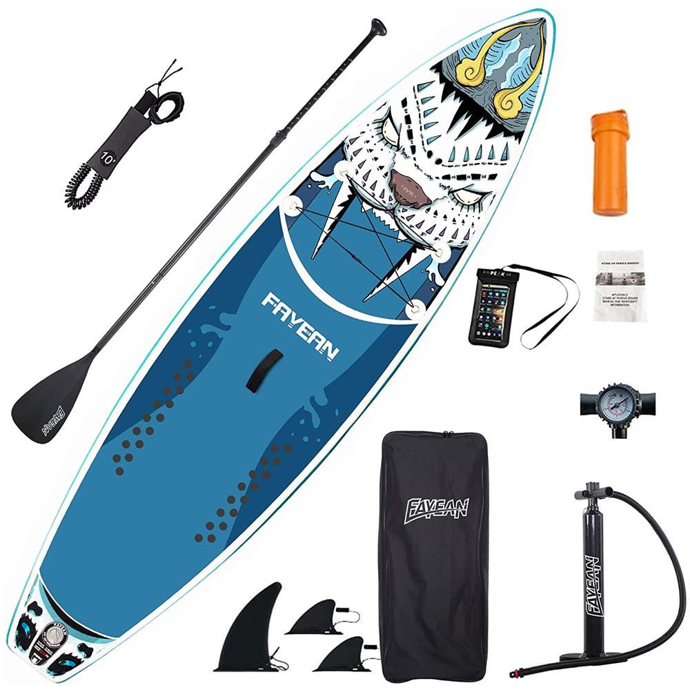 Sup Stand Up Paddle Tavola Gonfiabile Surf Board Tiger Blu 10'6"" Con Pagaia E Tutti Gli Accessori 320cm X 83cm X 15cm Portata 150kg 3 Pinne - Foto 1