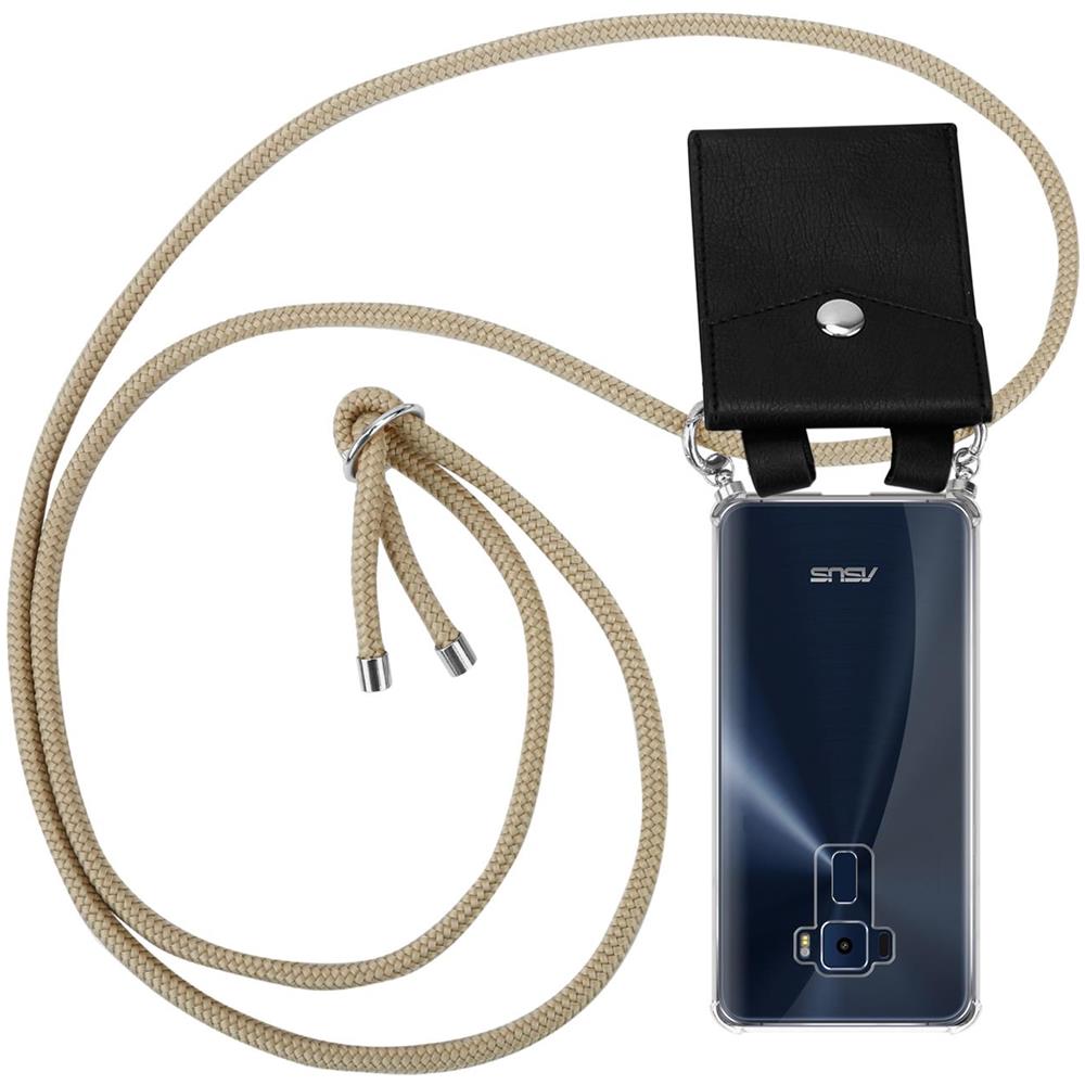 Catena Di Telefoni Cellulari Compatibile Con Asus Zenfone 3 (5,2"" Zoll) In Marrone Brillante - Coperchio Protettivo In Silicone Con Anelli D'argento, Cinturino In Corda E Custodia Staccabile - Foto 1