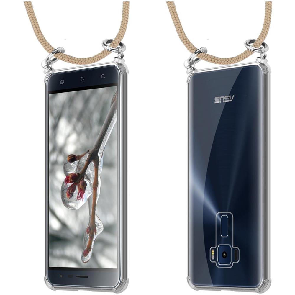 Catena Di Telefoni Cellulari Compatibile Con Asus Zenfone 3 (5,2"" Zoll) In Marrone Brillante - Coperchio Protettivo In Silicone Con Anelli D'argento, Cinturino In Corda E Custodia Staccabile - Foto 8