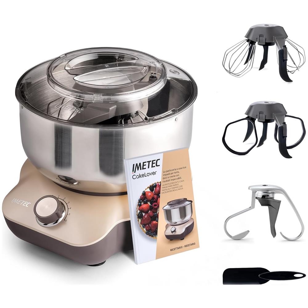 CakeLover, Impastatrice Planetaria di 5L per Torte, Dolci, Pizza, Pane, Pasta - 1500 W, 6 Velocità, Ciotola in Acciaio Inox, Doppio Gancio, Fruste - Design Compatto, Ricettario Incluso - Foto 1