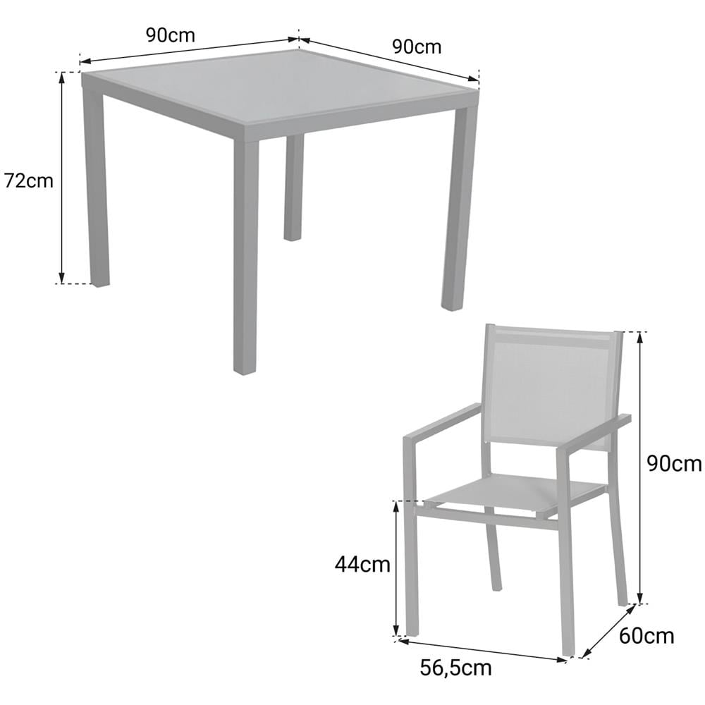 Set Di Mobili Da Giardino In Textilene Grigio Bergamo 4 Posti - Alluminio Antracite - Foto 2